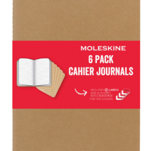 Moleskine Cahier Journals - 9-3/4" x 7-1/2", Ruled, Kraft, Pkg of 6